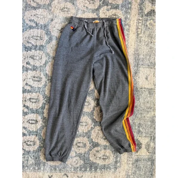 Aviator Nation 5 Stripe Sweatpants in Heather Grey Size XL Excellent Condition - Picture 2 of 4